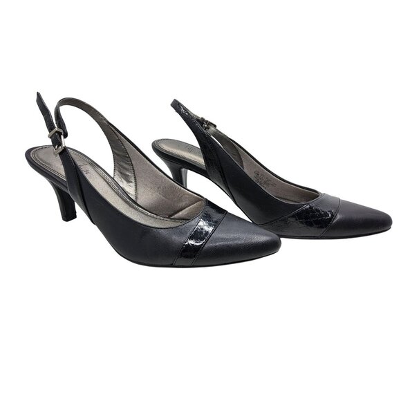 Life Strides Shoes - Life Strides Womens "Sassy" Sling Back Pointed Toe Open Back 3" Heel Pumps